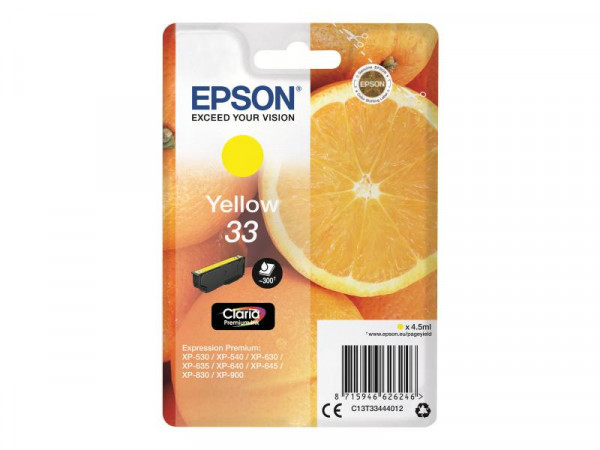 Patrone Epson 33 ExpressionHome XP yellow T3344 4,5ml