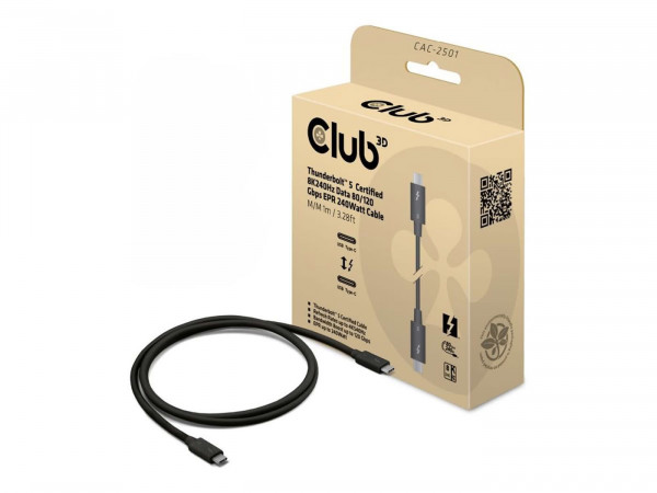 Club3D Kabel Thunderbolt5 zertifi. 8K240Hz/ 80/120Gbps 1m