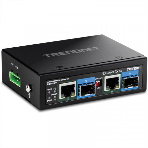 TRENDnet 2-Port Industrial SFP to Gigabit PoE++ Media Conv.