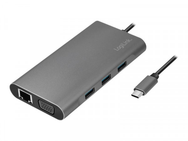 LogiLink Dockingstation USB 3.2 Gen1,USB-C, 10-Port,PD,silb.
