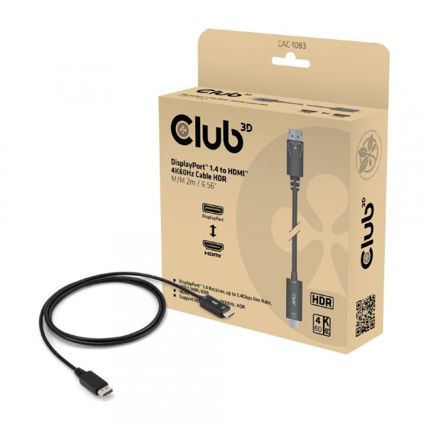 Club3D Kabel DisplayPort 1.4 > HDMI HDR 4K60Hz aktiv 2m