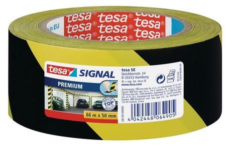 tesa Signal Markierungsklebeband Premium 66m 50mm gelb/schw.