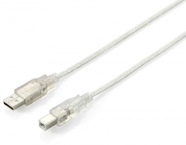 Equip USB-Kabel Anschl. AB St/St 1.0m transparent Silb
