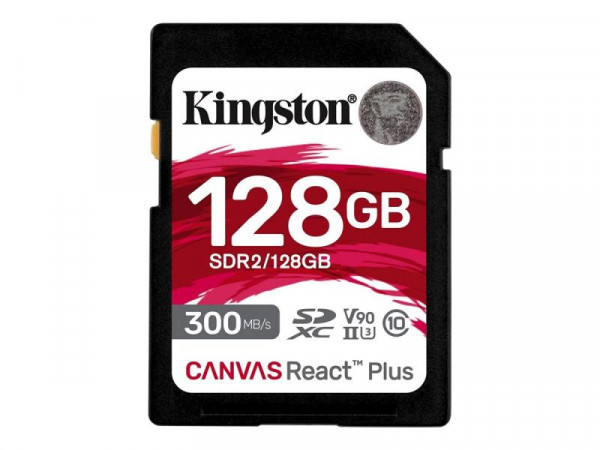 SD Card 128GB Kingston SDXC React+ 300R/260W Reader retail