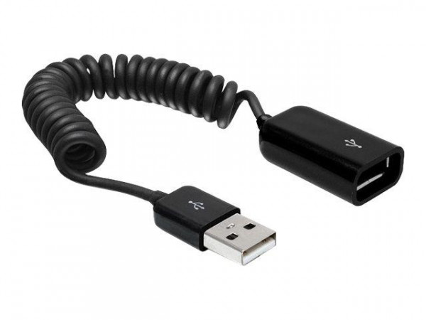 USB Kabel Delock A -> A St/Bu 0.20m-0.60m sw Spiral