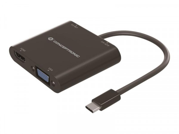 CONCEPTRONIC Adapter-HUB USB-C->HDMI/VGA 4 in 1 schwarz