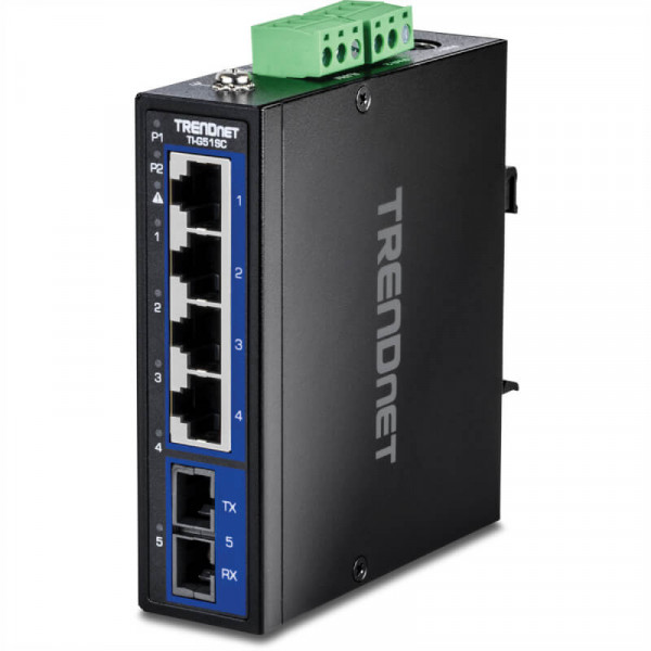 TRENDnet 5-Port Hardened Industrial Gigabit DIN-Rail Switch