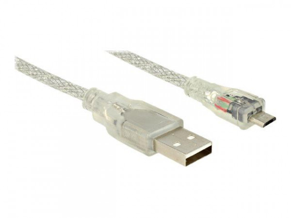 USB Kabel Delock A -> Micro-B St/St 1.00m transparent