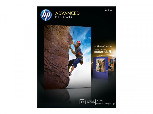 Fotopapier HP Advanced Glossy randlos 13x18 25 Bl. Q8696A