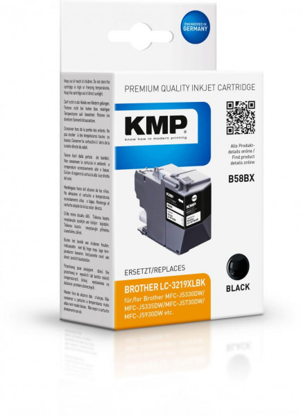 KMP Patrone Brother LC3219XLBK black 3000 S. B58BX refilled