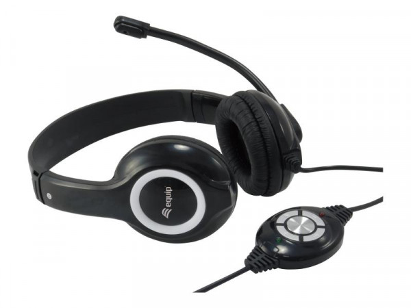 Equip Headset USB 245301 2m Kabel,Mikro,int.Bed.Stereo sw