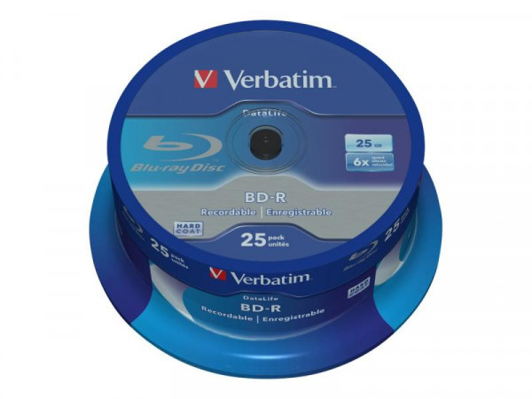 BD-R Verbatim Datalife SL 6x 25GB 25pack Spindel No ID