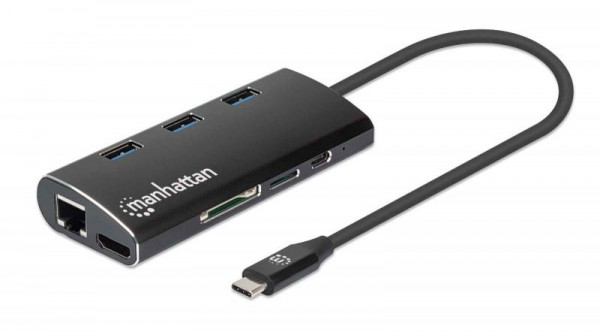 MANHATTAN USB -C 3.2 Gen 1-Adapter,HDMI,USB,USB-C-PD,RJ45,SD