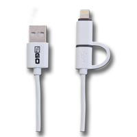 2GO 2 in 1 USB Ladekabel-weiss-100cm für Micro-USB & Apple