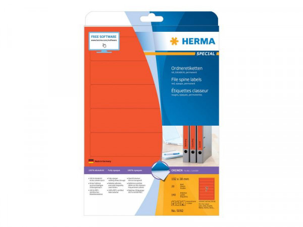 HERMA Ordneretiketten A4 rot 192x38 mm Papier opak 140 St.