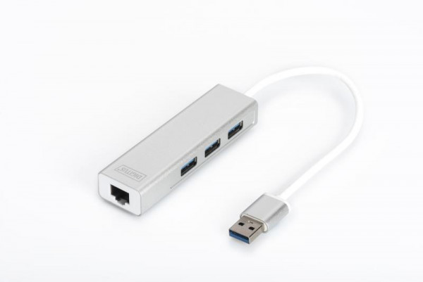 DIGITUS USB3.0-Hub 3-Port Gigabit LAN Aluminium