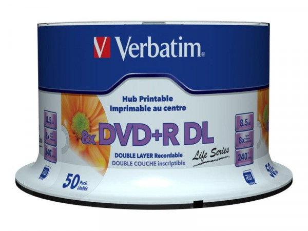 DVD+R Verbatim 8,5GB 50pcs 8x wide printable surface