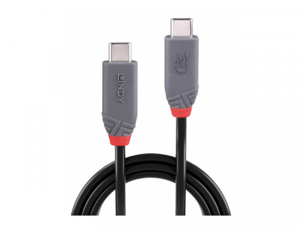 LINDY 2.0m USB4 240W Typ C Kabel, 40Gbit/s, Anthra Line