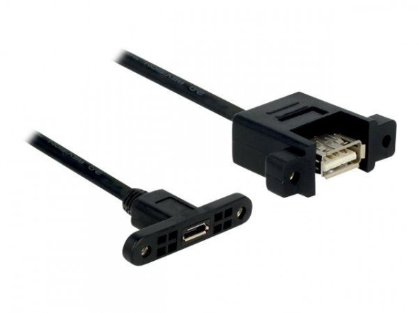 USB Kabel Delock A -> Micro-B Bu/Bu 0.25m Einbau