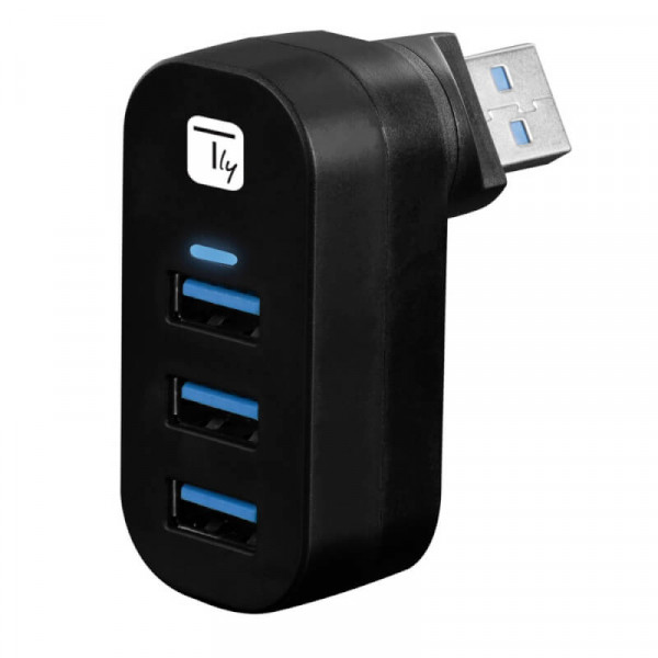 Techly 180° Drehbarer Hub 3*USB 3.0 mit Kabel