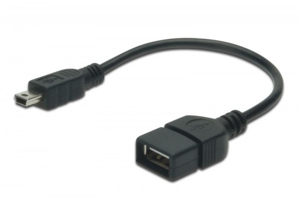 DIGITUS USB 2.0 Adapterkabel, OTG, Typ Mini B - A St/Bu 0,2m