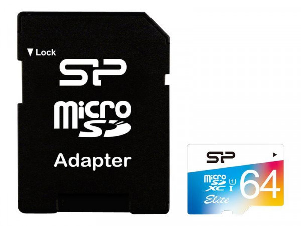 Micro SD 64GB Silicon Power UHS-1 Elite/cl. 10 w/adapt/Color