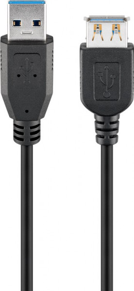 Goobay USB 3.0 Kabel, A-St/A-Bu, 3,0m, schwarz, blister