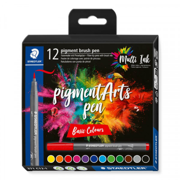 STAEDTLER MultiInk Pigment Arts brush pen 12er-Set sort.