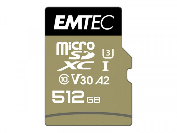 EMTEC MicroSD 512GB SDXC (CLASS10) Speedin V30 A1 4K Adapt