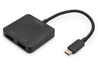 DIGITUS USB-Hub 2-Port C ->2xDP m.Kabel schwarz