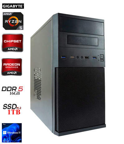 PC OfficeLine: AMD Ryzen 5 7600 | 16GB | AMD Radeon Graphics | 1TB M.2 | DVD | WiFi | W11P