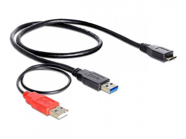 USB3.0 Y-Kabel Delock 2x A -> Micro-B St/St 0.60m
