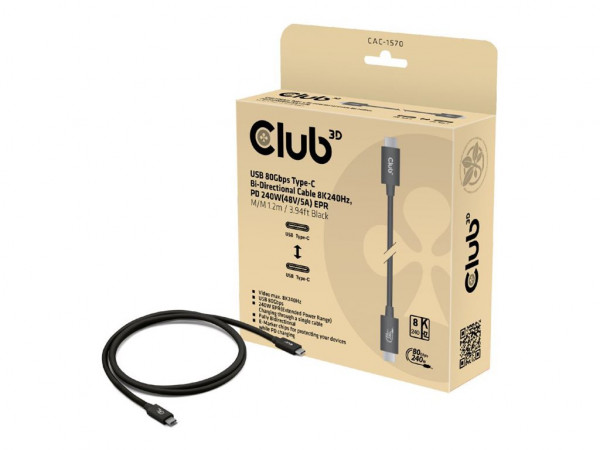 Club3D Kabel USB C zertifi. PD240W/4K540Hz/80Gbps 1,2m