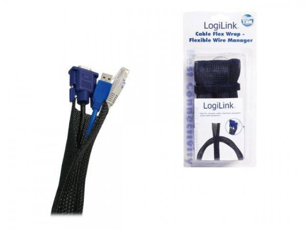 LogiLink Kabelschlauch flexibel 1,8m schwarz