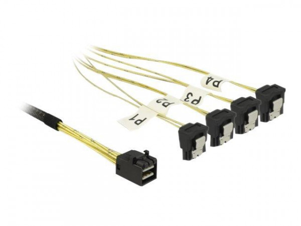 DELOCK SAS-Kabel MiniSAS HD SFF-8643 > 4xSATA 7Pin gew. 0.5m