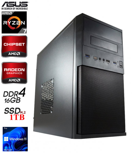 PC OfficeLine: AMD Ryzen 7 5700G | 16GB | AMD Radeon Graphics | 1TB M.2 | DVD | W11P