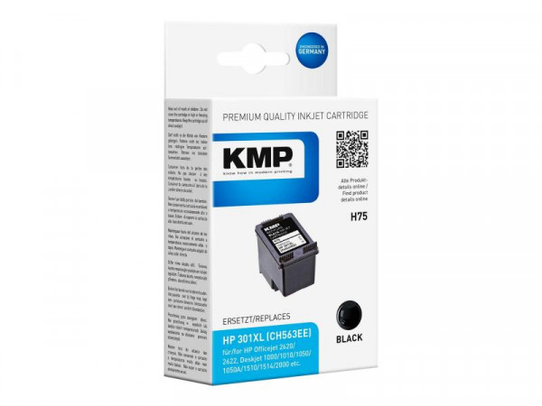 KMP Patrone HP CH563EE Nr.301XL black 600 S. H75 refilled