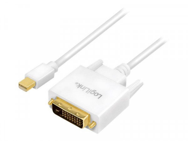 LogiLink Mini DisplayPort-Kabel DP 1.2 zu DVI, weiß 1,8m