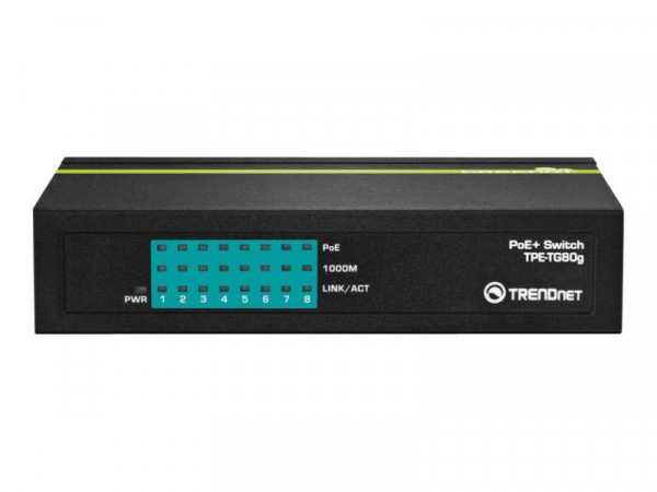 TRENDnet Switch 8-port Gbit PoE+ 123W Metall