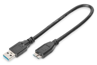 DIGITUS USB 3.0 Anschlusskabel, 0,25m, schwarz