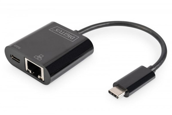 DIGITUS USB Type-C Gigabit Ethernet Adapter, PD Unterstüt.