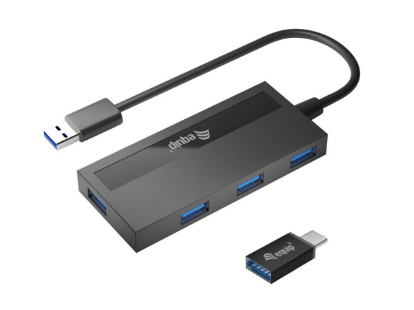 Equip USB-Hub USB 3.0 mit USB-C Adapter 4 Port schwarz