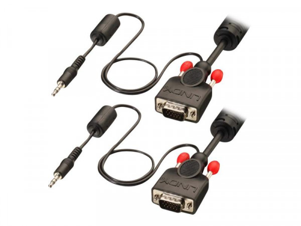 Lindy VGA&Audio Kabel M/M schwarz 7m HD15 M/M+ 3.5mm Stereo