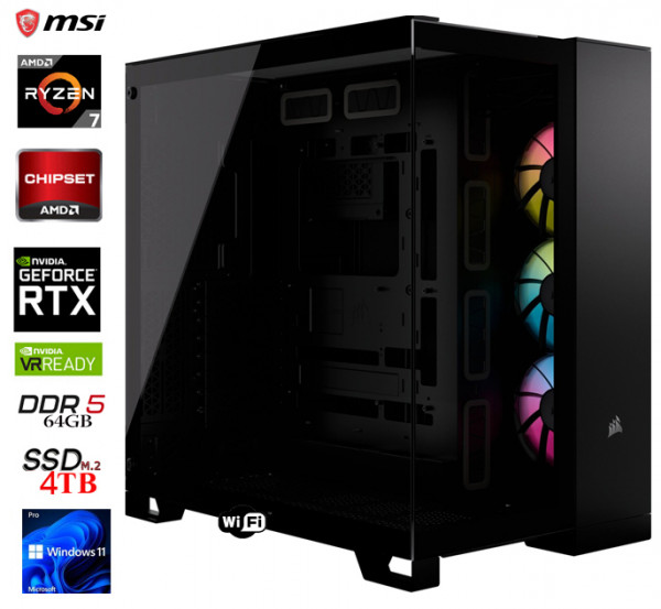 PC UltraGaming iCue: AMD Ryzen 7 9800X3D | 64GB | NVIDIA GeForce RTX 4090 24G | 4TB M.2 | W11P