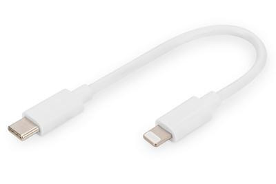 DIGITUS USB Kabel USB-C St. -> Lightning St., MFI 0,15M weiß