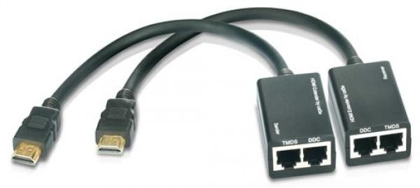 Techly HDMI Extender mit eingebautem Kabel, 30m