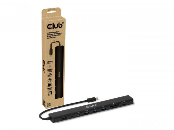 Club3D Tragbare Docking USB-C ->2xUSB-C/3xUSB-A/HDMI/SD