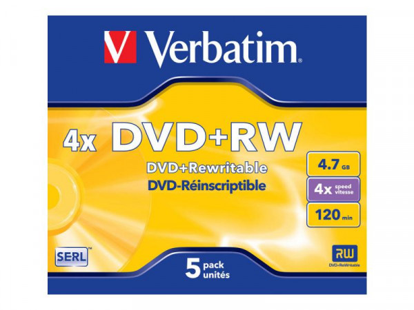 DVD+RW Verbatim 4,7GB 5pcs Pack 4x JewelCase silver retail