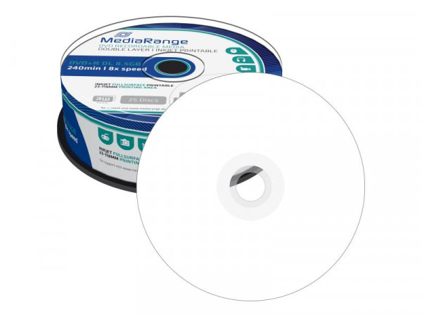 MediaRange DVD+R DL 8x 25pcs Cake Inkjet Fullsurface Printab