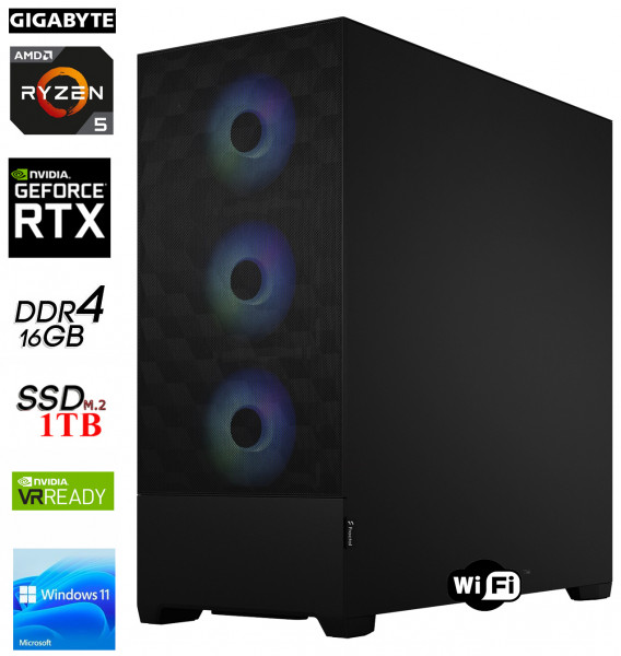 PC GamingLine R5-5600 16GB-DDR4 RTX4060 1TB-SDD WiFi W11Home